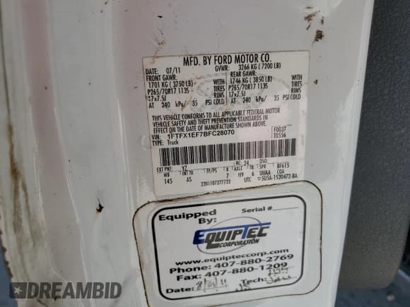 ✅ 2011 Ford F-150 XLT • VIN: 1FTFX1EF7BFC28070 • Лот: 85150145. Опубликован ранее на Copart с пробегом 305 833 миль. Бесплатный доступ к архиву аукционных продаж из США и подробный отчёт об истории автомобиля на DreamBid. Изображение 12.