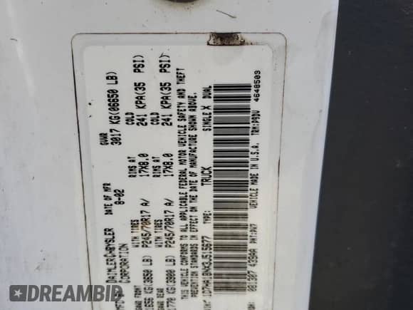 2003 Dodge 1500 ST с VIN 1D7HA18NX3J515677, выставлен на аукционе Copart как лот 75980174 с пробегом 250 719 миль миль и Списание • Salvage title. История ставок и продаж доступна на DreamBid. Изображение 13.