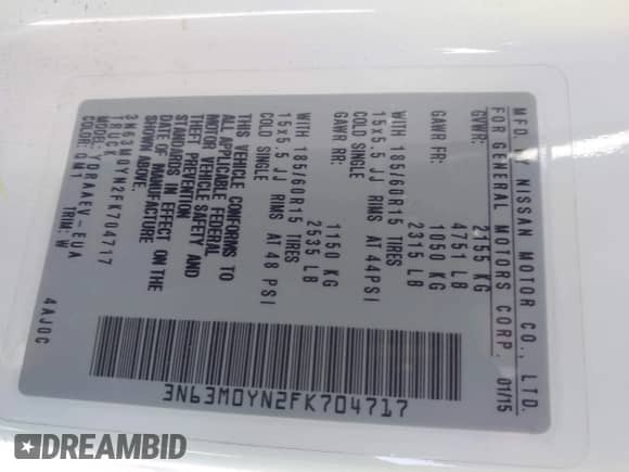 ✅ 2015 Chevrolet City Express Cargo LS • VIN: 3N63M0YN2FK704717 • Лот: 43224162. Опубликован ранее на IAAI с пробегом 226 704 миль. Бесплатный доступ к архиву аукционных продаж из США и подробный отчёт об истории автомобиля на DreamBid. Изображение 9.