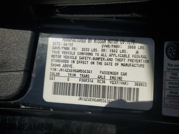 ✅ 2010 Nissan 370Z Touring • VIN: JN1AZ4EH6AM504341 • Лот: 71792594. Опубликован ранее на Copart с пробегом Не указан. Бесплатный доступ к архиву аукционных продаж из США и подробный отчёт об истории автомобиля на DreamBid. Изображение 12.