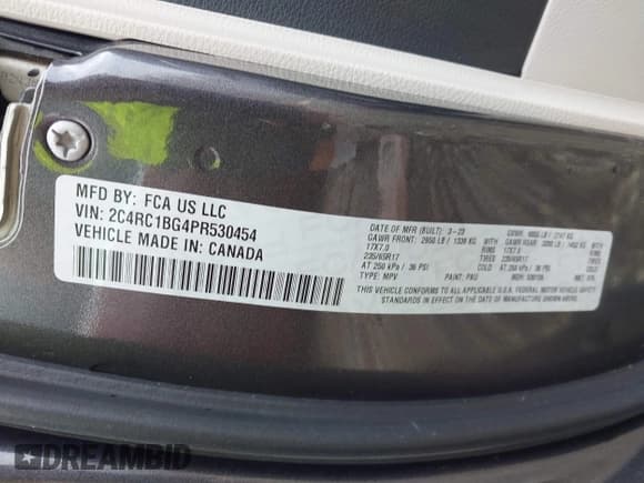 ✅ 2023 Chrysler Pacifica Touring L • VIN: 2C4RC1BG4PR530454 • Лот: 42699258. Опубликован ранее на IAAI с пробегом 58 789 миль. Бесплатный доступ к архиву аукционных продаж из США и подробный отчёт об истории автомобиля на DreamBid. Изображение 9.