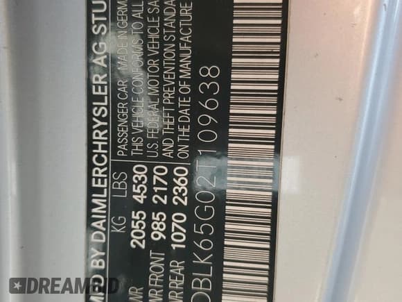 ✅ 2002 Mercedes-Benz CLK 320/430 • VIN: WDBLK65G02T109638 • Lot: 81881125. Listed on Copart with 163,695 mi. Free auction sales archive from the USA and detailed vehicle history report at DreamBid. Image 12.