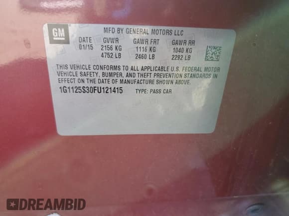 ✅ 2015 Chevrolet Impala LT • VIN: 1G1125S30FU121415 • Лот: 84073965. Опубликован ранее на Copart с пробегом 157 357 миль. Бесплатный доступ к архиву аукционных продаж из США и подробный отчёт об истории автомобиля на DreamBid. Изображение 13.