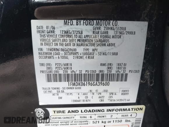 ✅ 2006 Ford Freestyle Limited • VIN: 1FMDK06196GA39600 • Lot: 43526413. Wystawiony na IAAI z przebiegiem 197 526 mil. Bezpłatny archiwum sprzedaży aukcyjnych z USA i szczegółowy raport historii pojazdu na DreamBid. Zdjęcie 9.