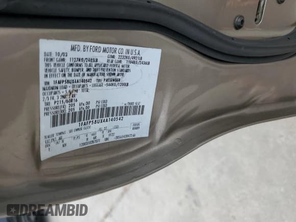 ✅ 2004 Ford Taurus SE • VIN: 1FAFP58UX4A140542 • Лот: 66918595. Опубликован ранее на Copart с пробегом 147 274 миль. Бесплатный доступ к архиву аукционных продаж из США и подробный отчёт об истории автомобиля на DreamBid. Изображение 12.