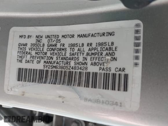 ✅ 2005 Pontiac Vibe • VIN: 5Y2SM63805Z483428 • Lot: 42091165. Wystawiony na IAAI z przebiegiem 156 700 mil. Bezpłatny archiwum sprzedaży aukcyjnych z USA i szczegółowy raport historii pojazdu na DreamBid. Zdjęcie 9.