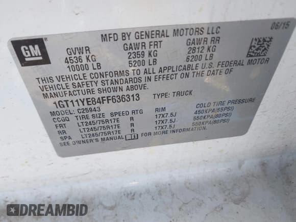 ✅ 2015 GMC Sierra 2500HD • VIN: 1GT11YE84FF636313 • Lot: 41430540. Listed on IAAI with 181,720 mi. Free auction sales archive from the USA and detailed vehicle history report at DreamBid. Image 9.