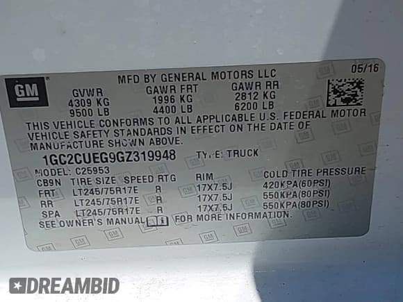 ✅ 2016 Chevrolet Silverado 2500HD Work Truck • VIN: 1GC2CUEG9GZ319948 • Lot: 42078750. Wystawiony na IAAI z przebiegiem 192 581 mil. Bezpłatny archiwum sprzedaży aukcyjnych z USA i szczegółowy raport historii pojazdu na DreamBid. Zdjęcie 9.