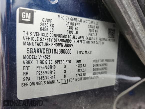 ✅ 2011 Buick Enclave CXL-2 • VIN: 5GAKVCED1BJ380066 • Lot: 93195275. Listed on Copart with 98,744 mi. Free auction sales archive from the USA and detailed vehicle history report at DreamBid. Image 13.