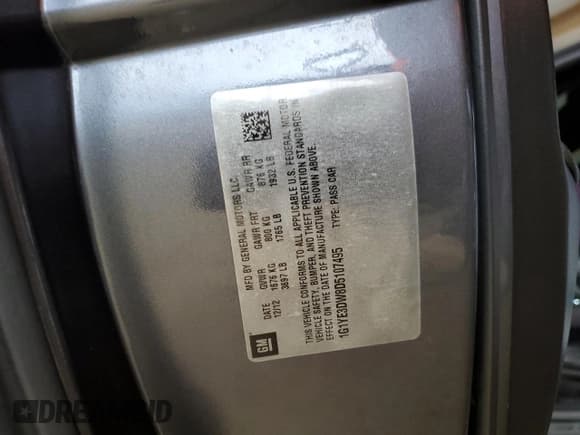 ✅ 2013 Chevrolet Corvette 1LT • VIN: 1G1YE3DW8D5107495 • Lot: 43550355. Listed on Copart with Not provided. Free auction sales archive from the USA and detailed vehicle history report at DreamBid. Image 12.