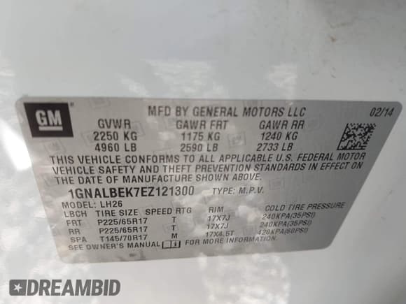 ✅ 2014 Chevrolet Equinox LT • VIN: 1GNALBEK7EZ121300 • Lot: 43552124. Wystawiony na IAAI z przebiegiem 77 902 mil. Bezpłatny archiwum sprzedaży aukcyjnych z USA i szczegółowy raport historii pojazdu na DreamBid. Zdjęcie 9.