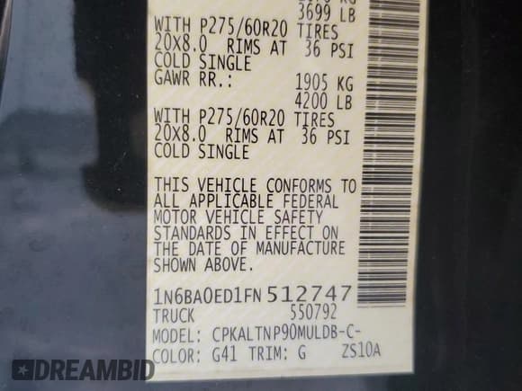 ✅ 2015 Nissan Titan SL • VIN: 1N6BA0ED1FN512747 • Lot: 80611265. Listed on Copart with Not provided. Free auction sales archive from the USA and detailed vehicle history report at DreamBid. Image 12.