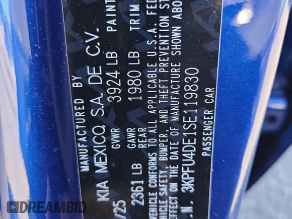 ✅ 2025 Kia K4 EX • VIN: 3KPFU4DE1SE119830 • Лот: 90365975. Опубликован ранее на Copart с пробегом 8 010 миль. Бесплатный доступ к архиву аукционных продаж из США и подробный отчёт об истории автомобиля на DreamBid. Изображение 12.