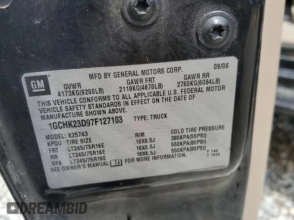 ✅ 2007 Chevrolet Silverado 2500HD LT3 • VIN: 1GCHK23D97F127103 • Lot: 55743025. Listed on Copart with 197,226 mi. Free auction sales archive from the USA and detailed vehicle history report at DreamBid. Image 12.