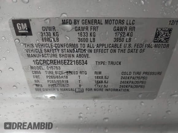 ✅ 2014 Chevrolet Silverado 1500 LT • VIN: 1GCRCREH6EZ216634 • Lot: 43555427. Listed on IAAI with 169,979 mi. Free auction sales archive from the USA and detailed vehicle history report at DreamBid. Image 9.