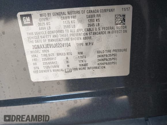 ✅ 2018 Chevrolet Equinox LT • VIN: 2GNAXJEV9J6224104 • Лот: 43130091. Опубликован ранее на IAAI с пробегом 61 857 миль. Бесплатный доступ к архиву аукционных продаж из США и подробный отчёт об истории автомобиля на DreamBid. Изображение 9.