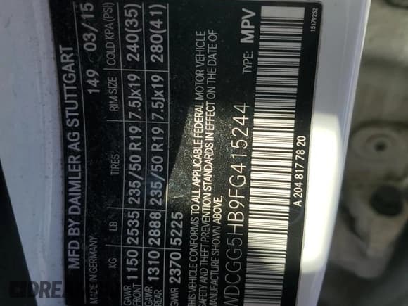 ✅ 2015 Mercedes-Benz GLK 350 • VIN: WDCGG5HB9FG415244 • Лот: 82760935. Опубликован ранее на Copart с пробегом 140 292 миль. Бесплатный доступ к архиву аукционных продаж из США и подробный отчёт об истории автомобиля на DreamBid. Изображение 14.