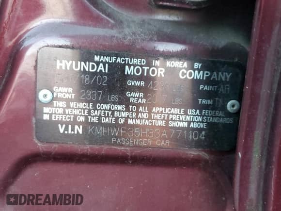 2003 Hyundai Sonata GLS с VIN KMHWF35H33A771104, выставлен на аукционе Copart как лот 86529444 с пробегом 29 433 миль миль и Списание • Salvage title. История ставок и продаж доступна на DreamBid. Изображение 12.