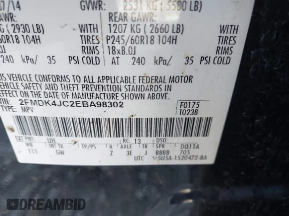 ✅ 2014 Ford Edge SEL • VIN: 2FMDK4JC2EBA98302 • Lot: 43742382. Wystawiony na IAAI z przebiegiem 271 359 mil. Bezpłatny archiwum sprzedaży aukcyjnych z USA i szczegółowy raport historii pojazdu na DreamBid. Zdjęcie 9.