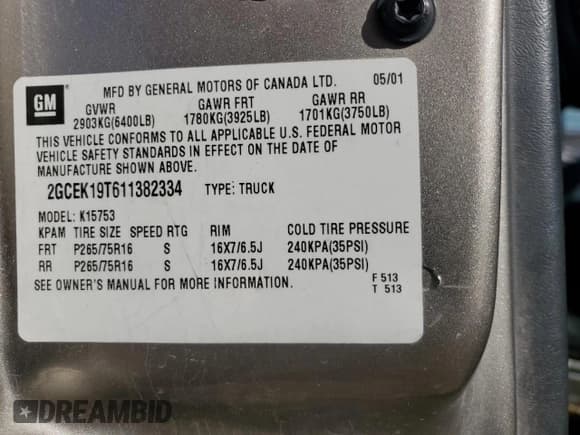 ✅ 2001 Chevrolet Silverado 1500 • VIN: 2GCEK19T611382334 • Лот: 58855725. Опубликован ранее на Copart с пробегом 263 550 миль. Бесплатный доступ к архиву аукционных продаж из США и подробный отчёт об истории автомобиля на DreamBid. Изображение 12.