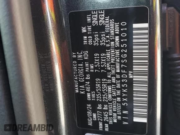 ✅ 2025 Kia Sportage SX-Prestige • VIN: 5XYK53DF7SG251010 • Lot: 45109665. Wystawiony na Copart z przebiegiem 3 548 mil. Bezpłatny archiwum sprzedaży aukcyjnych z USA i szczegółowy raport historii pojazdu na DreamBid. Zdjęcie 13.