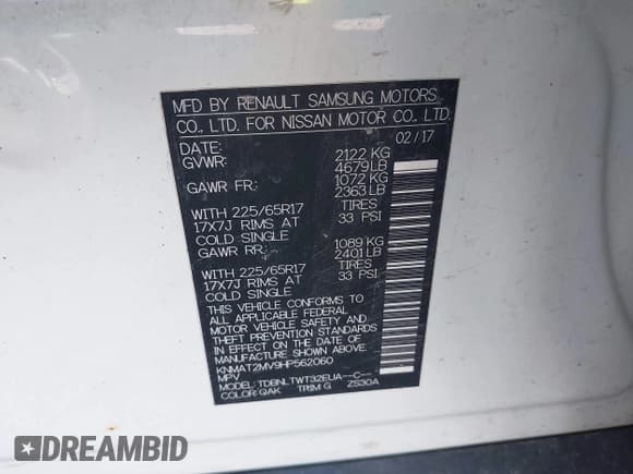 ✅ 2017 Nissan Rogue SV • VIN: KNMAT2MV9HP562060 • Lot: 43431422. Listed on IAAI with Not provided. Free auction sales archive from the USA and detailed vehicle history report at DreamBid. Image 9.