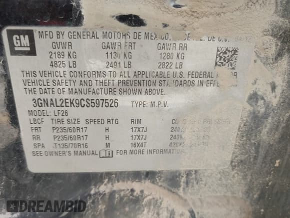 ✅ 2012 Chevrolet Captiva Sport LS • VIN: 3GNAL2EK9CS597526 • Lot: 41936821. Wystawiony na IAAI z przebiegiem 153 689 mil. Bezpłatny archiwum sprzedaży aukcyjnych z USA i szczegółowy raport historii pojazdu na DreamBid. Zdjęcie 9.