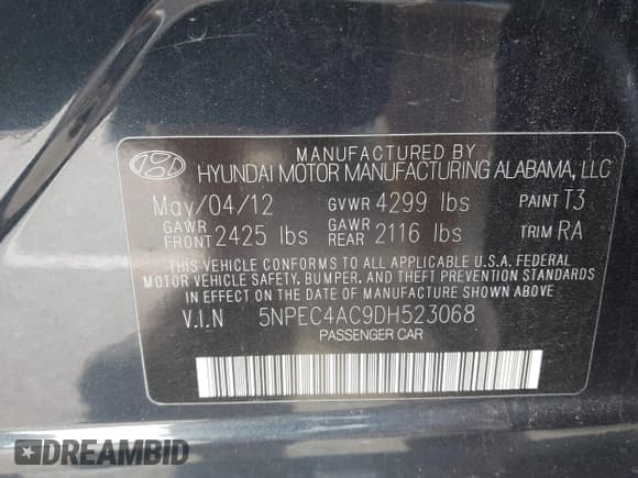 ✅ 2013 Hyundai Sonata SE • VIN: 5NPEC4AC9DH523068 • Лот: 43702830. Опубликован ранее на IAAI с пробегом 190 573 миль. Бесплатный доступ к архиву аукционных продаж из США и подробный отчёт об истории автомобиля на DreamBid. Изображение 9.