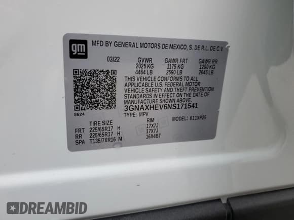 ✅ 2022 Chevrolet Equinox LS • VIN: 3GNAXHEV6NS171541 • Lot: 85669245. Listed on Copart with 28,791 mi. Free auction sales archive from the USA and detailed vehicle history report at DreamBid. Image 13.