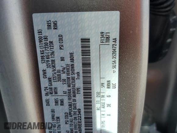 ✅ 2024 Ford F-350 XL • VIN: 1FT8W3BN8REE22349 • Лот: 83944245. Опубликован ранее на Copart с пробегом 19 172 миль. Бесплатный доступ к архиву аукционных продаж из США и подробный отчёт об истории автомобиля на DreamBid. Изображение 13.