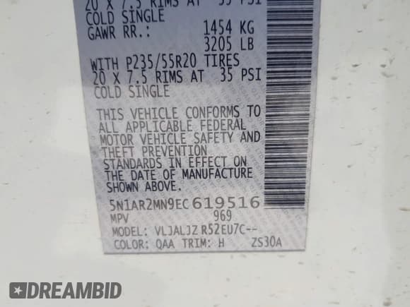 ✅ 2014 Nissan Pathfinder S • VIN: 5N1AR2MN9EC619516 • Lot: 42199247. Listed on IAAI with 145,649 mi. Free auction sales archive from the USA and detailed vehicle history report at DreamBid. Image 9.