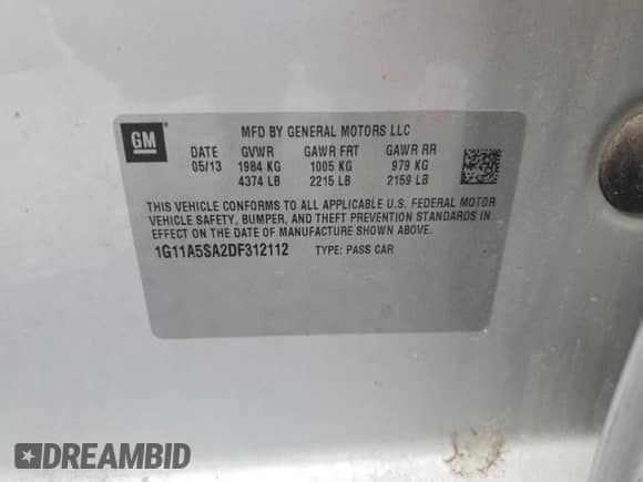 ✅ 2013 Chevrolet Malibu LS • VIN: 1G11A5SA2DF312112 • Lot: 70104285. Wystawiony na Copart z przebiegiem 131 942 mil mil. Skorzystaj z bezpłatnego archiwum sprzedaży aukcyjnych z USA i zobacz szczegółowy raport historii pojazdu na DreamBid. Zdjęcie 12.