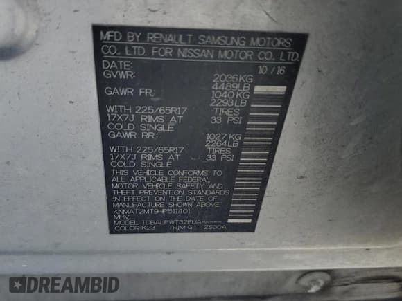 ✅ 2017 Nissan Rogue S • VIN: KNMAT2MT9HP511401 • Lot: 56671085. Listed on Copart with 223,558 mi. Free auction sales archive from the USA and detailed vehicle history report at DreamBid. Image 13.