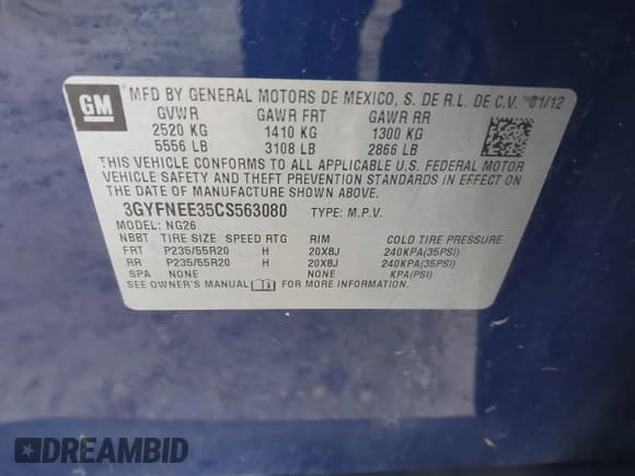 ✅ 2012 Cadillac SRX Performance Collection • VIN: 3GYFNEE35CS563080 • Lot: 43729157. Listed on IAAI with 125,490 mi. Free auction sales archive from the USA and detailed vehicle history report at DreamBid. Image 9.