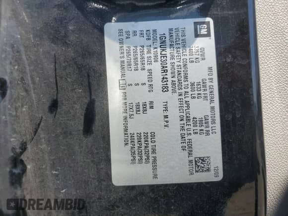 2010 Chevrolet Suburban LT z VIN 1GNUKJE30AR143183, wystawiony jako Copart lot #62062915 z przebiegiem 206 514 mil mil oraz Szkoda całkowita • Salvage title. Historia ofert i sprzedaży dostępna na DreamBid. Obrazek 13.