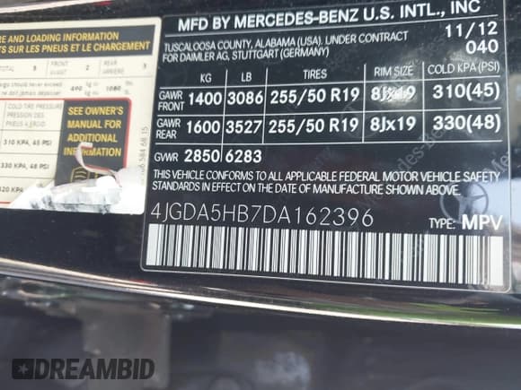 ✅ 2013 Mercedes-Benz M 350 • VIN: 4JGDA5HB7DA162396 • Lot: 43182117. Listed on IAAI with 178,602 mi. Free auction sales archive from the USA and detailed vehicle history report at DreamBid. Image 9.