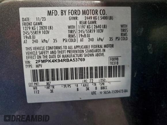 ✅ 2024 Ford Edge Titanium • VIN: 2FMPK4K94RBA53769 • Lot: 96170715. Wystawiony na Copart z przebiegiem 56 406 mil. Bezpłatny archiwum sprzedaży aukcyjnych z USA i szczegółowy raport historii pojazdu na DreamBid. Zdjęcie 14.