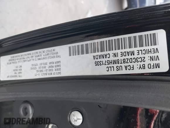 2021 Dodge Challenger R/T z VIN 2C3CDZBT8MH571335, wystawiony jako IAAI lot #43166232 z przebiegiem Nie podano mil oraz . Historia ofert i sprzedaży dostępna na DreamBid. Obrazek 9.