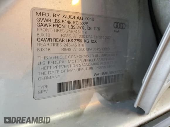 ✅ 2014 Audi allroad A4 Premium Plus • VIN: WA1UFAFL3EA051723 • Lot: 52863544. Listed on Copart with 132,307 mi. Free auction sales archive from the USA and detailed vehicle history report at DreamBid. Image 13.