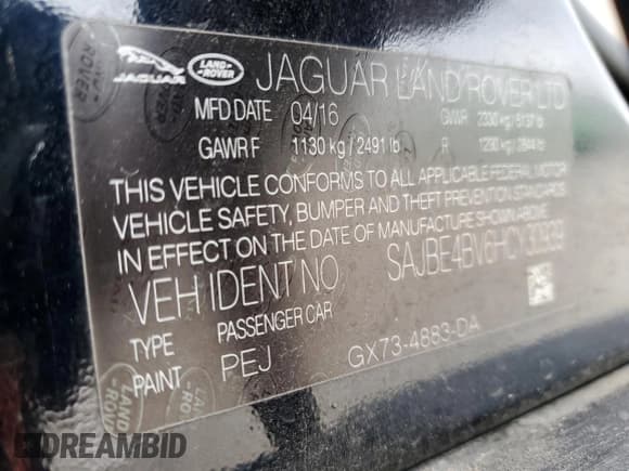 ✅ 2017 Jaguar XF 35t Prestige • VIN: SAJBE4BV6HCY30939 • Лот: 86361114. Опубликован ранее на Copart с пробегом 61 814 миль. Бесплатный доступ к архиву аукционных продаж из США и подробный отчёт об истории автомобиля на DreamBid. Изображение 12.