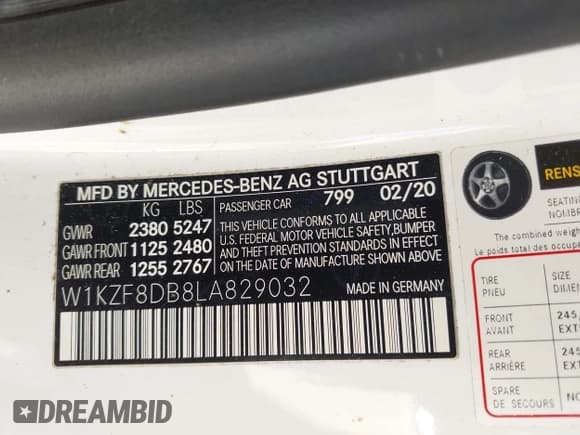 ✅ 2020 Mercedes-Benz E 350 • VIN: W1KZF8DB8LA829032 • Лот: 42022551. Опубликован ранее на IAAI с пробегом 48 543 миль. Бесплатный доступ к архиву аукционных продаж из США и подробный отчёт об истории автомобиля на DreamBid. Изображение 9.