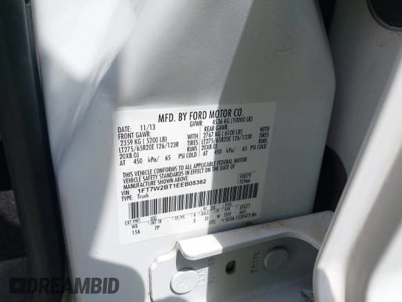 ✅ 2014 Ford F-250 XL • VIN: 1FT7W2BT1EEB05382 • Lot: 42295979. Listed on IAAI with 187,839 mi. Free auction sales archive from the USA and detailed vehicle history report at DreamBid. Image 9.