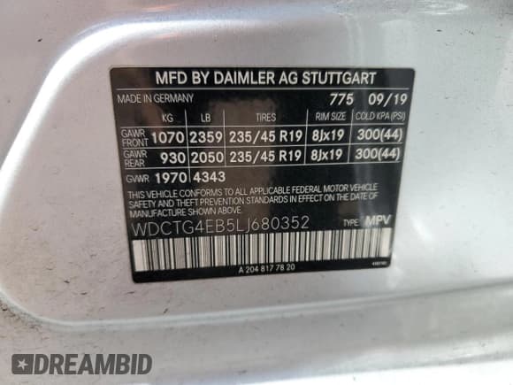 ✅ 2020 Mercedes-Benz GLA 250 • VIN: WDCTG4EB5LJ680352 • Lot: 91302305. Wystawiony na Copart z przebiegiem 77 096 mil. Bezpłatny archiwum sprzedaży aukcyjnych z USA i szczegółowy raport historii pojazdu na DreamBid. Zdjęcie 13.