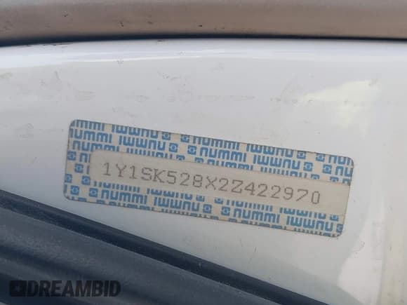 ✅ 2002 Chevrolet Prizm • VIN: 1Y1SK528X2Z422970 • Lot: 42978636. Listed on IAAI with Not provided. Free auction sales archive from the USA and detailed vehicle history report at DreamBid. Image 9.