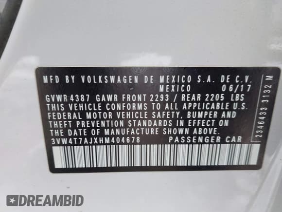 ✅ 2017 Volkswagen Jetta GLI • VIN: 3VW4T7AJXHM404678 • Lot: 43832249. Listed on IAAI with 114,536 mi. Free auction sales archive from the USA and detailed vehicle history report at DreamBid. Image 9.