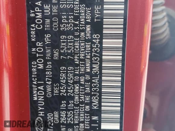 ✅ 2021 Hyundai Tucson Sport • VIN: KM8J33AL3MU373548 • Lot: 56284665. Listed on Copart with 171,956 mi. Free auction sales archive from the USA and detailed vehicle history report at DreamBid. Image 13.