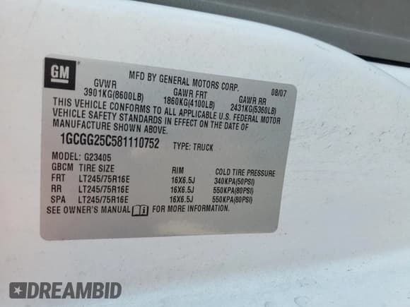 ✅ 2008 Chevrolet Express Cargo • VIN: 1GCGG25C581110752 • Lot: 84923135. Listed on Copart with 205,216 mi. Free auction sales archive from the USA and detailed vehicle history report at DreamBid. Image 13.