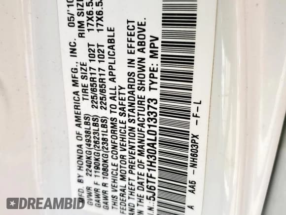 ✅ 2010 Honda Crosstour EX • VIN: 5J6TF1H30AL013373 • Lot: 66295615. Wystawiony na Copart z przebiegiem 281 441 mil. Bezpłatny archiwum sprzedaży aukcyjnych z USA i szczegółowy raport historii pojazdu na DreamBid. Zdjęcie 12.