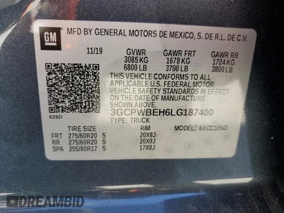 ✅ 2020 Chevrolet Silverado 1500 Custom • VIN: 3GCPWBEH6LG187400 • Лот: 85697455. Опубликован ранее на Copart с пробегом 54 705 миль. Бесплатный доступ к архиву аукционных продаж из США и подробный отчёт об истории автомобиля на DreamBid. Изображение 12.