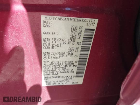 ✅ 2018 Nissan Murano SV • VIN: 5N1AZ2MH8JN109716 • Лот: 43149529. Опубликован ранее на IAAI с пробегом 89 839 миль. Бесплатный доступ к архиву аукционных продаж из США и подробный отчёт об истории автомобиля на DreamBid. Изображение 9.